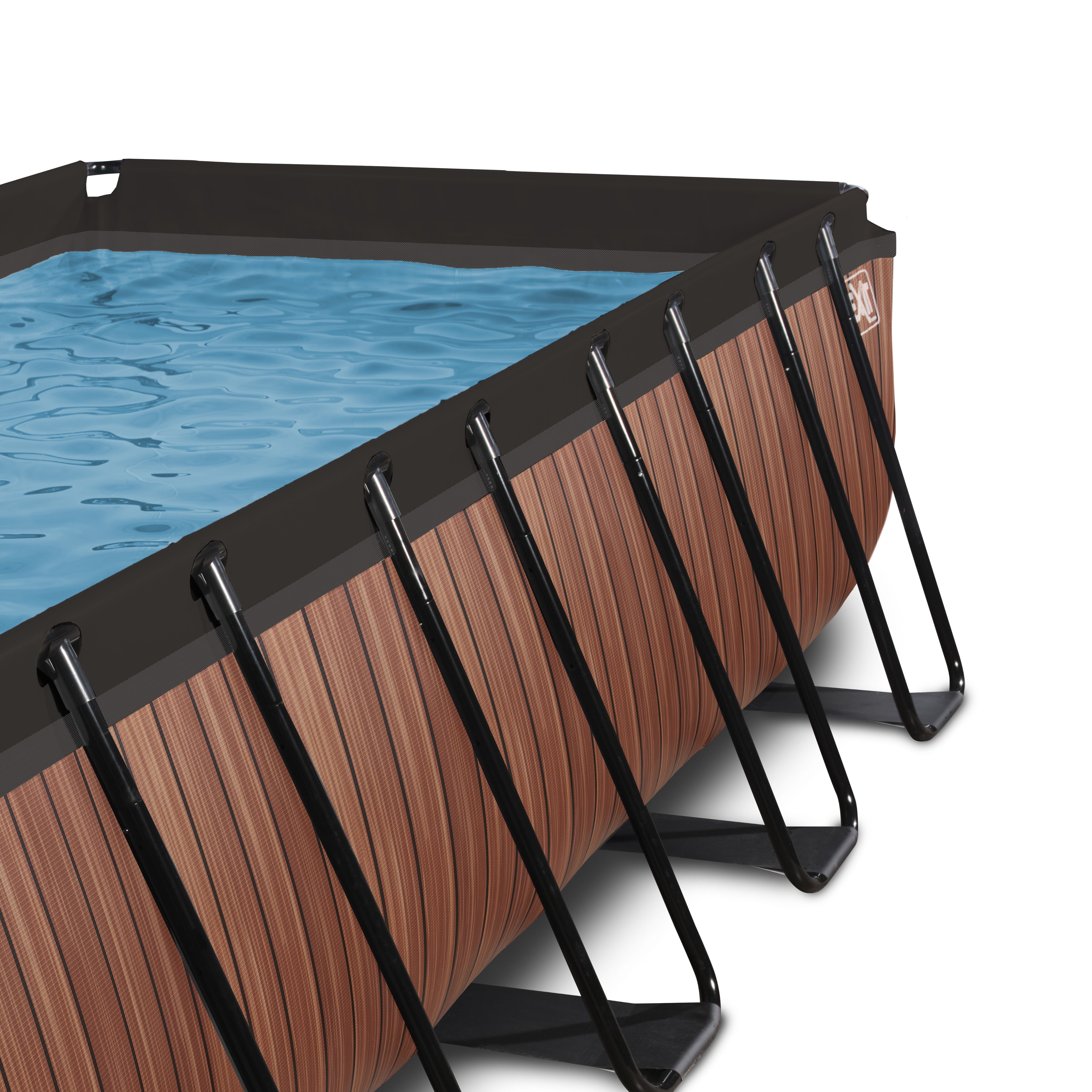 EXIT Wood zwembad - 540x250x122cm - bruin - met filterpomp