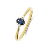 Lucardi Dames 14 karaat geelgouden ring met saffier en diamant 0,024ct