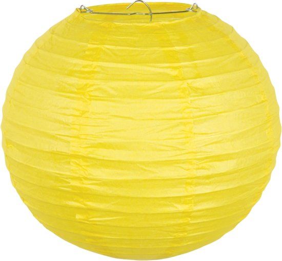 Boland St. Papieren lampion geel met draadstalen frame (25 cm)