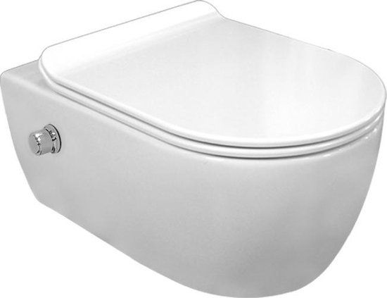 Sani Royal Toiletpot Hangend Slim met bidet Rimfree 55 cm - Wit
