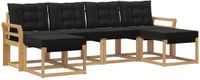 vidaXL - Bank loungeset - 6 zitplekken - Wit en zwart - Acacia hout