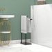 Porte-serviettes sur pied en acier, 2 barres, 35,5 L x 20 P x 78 H cm, noir, idéal salle de bain, support mural ou sol, rangement pratique.