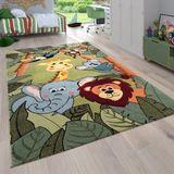 Paco Home Kinderkamer kindertapijt voor jongens met dieren en jungle motieven laagpolig 80x150 cm