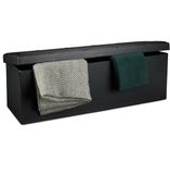 Merkloos Relaxdays Zitbank met opbergruimte - Zwart - Kunstleer - Opvouwbaar - 38 x 114 x 38 cm
