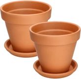 KOTARBAU® Terracotta Bloempot - Plantenpot met Schotel en Afvoergat ⌀ 17 cm - 15 cm hoog - Ongeglazuurd Keramiek