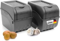 Novaliv Aardappelbewaardoos | 2x groot 9L | ANTRACIETGRIJS | Uiendoos | Groentebox stapelbare aardappelbox uienopslag aardappelmand fruitcontainer aardappelbox voedselopslagcontainer