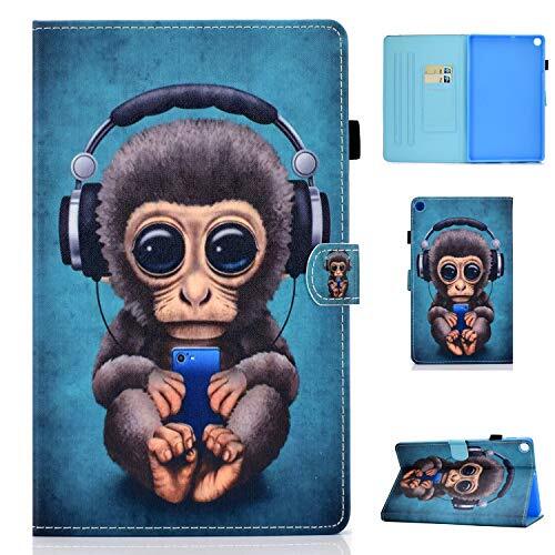 Succtop Hoes Galaxy Tab A 10.1 2019 SM-T510 SM-T515, PU Leather Flip Stand Tablet Beschermhoes met anti-slip riem en penhouder voor Samsung Galaxy Tab A 2019 10.1", Muziek AFFE