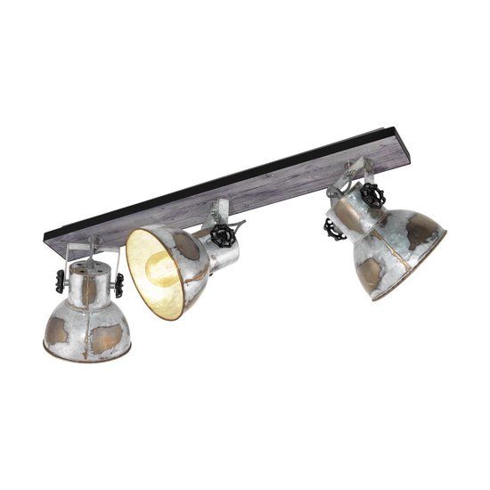 EGLO Barnstaple Wandlamp - 3-lichts - E27 - Bruin-patina/Zwart/Oud-zink-look
