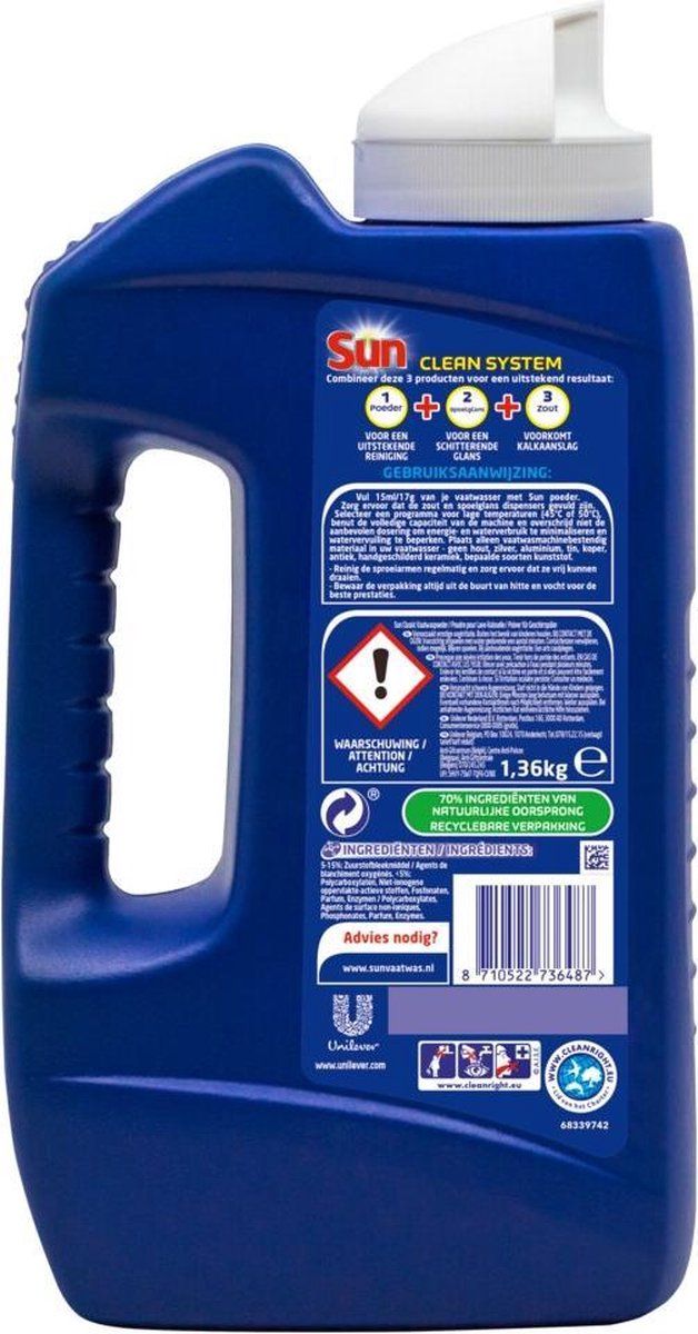 Sun Vaatwaspoeder 1,36KG - 80 wasbeurten