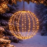 Merkloos Lichtbol - D50 cm - 320 LED lampjes - warm wit - met timer - zwart frame - verlichting