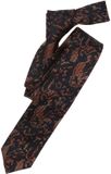 Venti Stropdas - Donkerblauw - Oranje Paisley - Zijde - One Size