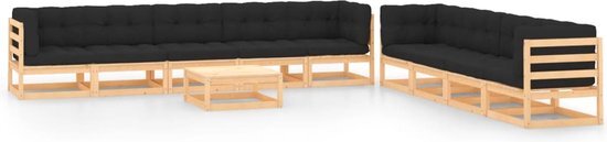 The Living Store Pallet loungeset - Houten tuinmeubel - 70 x 70 x 67 cm - Antraciet