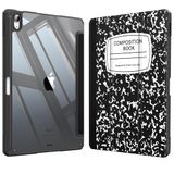 Fintie Hybrid dunne hoes voor iPad Air 11-inch M2 (2024), iPad Air 5e generatie (2022) / iPad Air 4e generatie (2020) 10,9-inch - hoes met transparante achterkant en pennenhouder, compositieboek