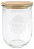 Weck Glazen tulpenvorm #745 (6 stuks, inhoud 1000 ml, voorraadpot met houten deksel + siliconen afdichting, bewaarpot voor pasta/specerijen/muesli) 79198