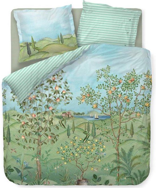 Pip Studio La Campagna dekbedovertrek Lits-Jumeaux 240x200/220 - Groen - Percale - Natuurprint