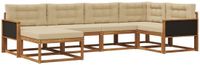 vidaXL Hoek loungeset 6-delig Acacia Hout Natuurlijk en Beige