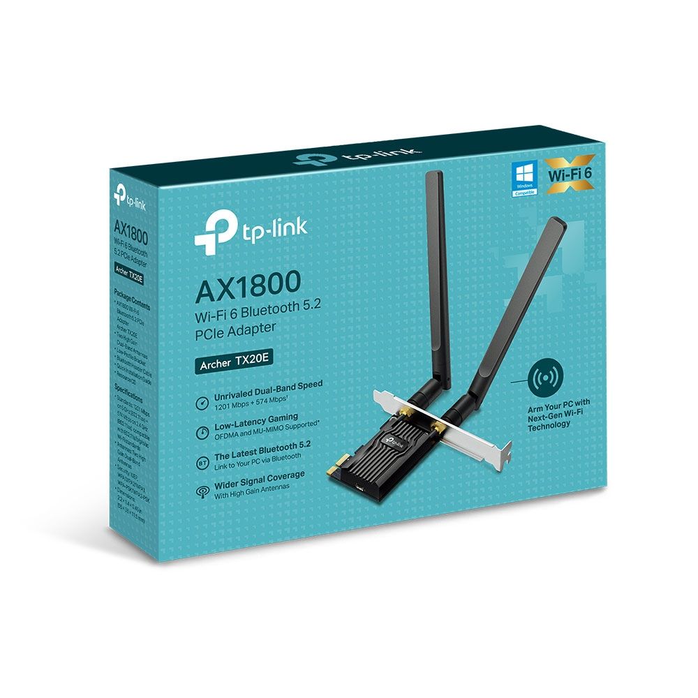 TP-Link Archer TX20E - Wi-Fi 6 (802.11ax) PCIe Adapter - 1800 Mbps - Bluetooth 5.2