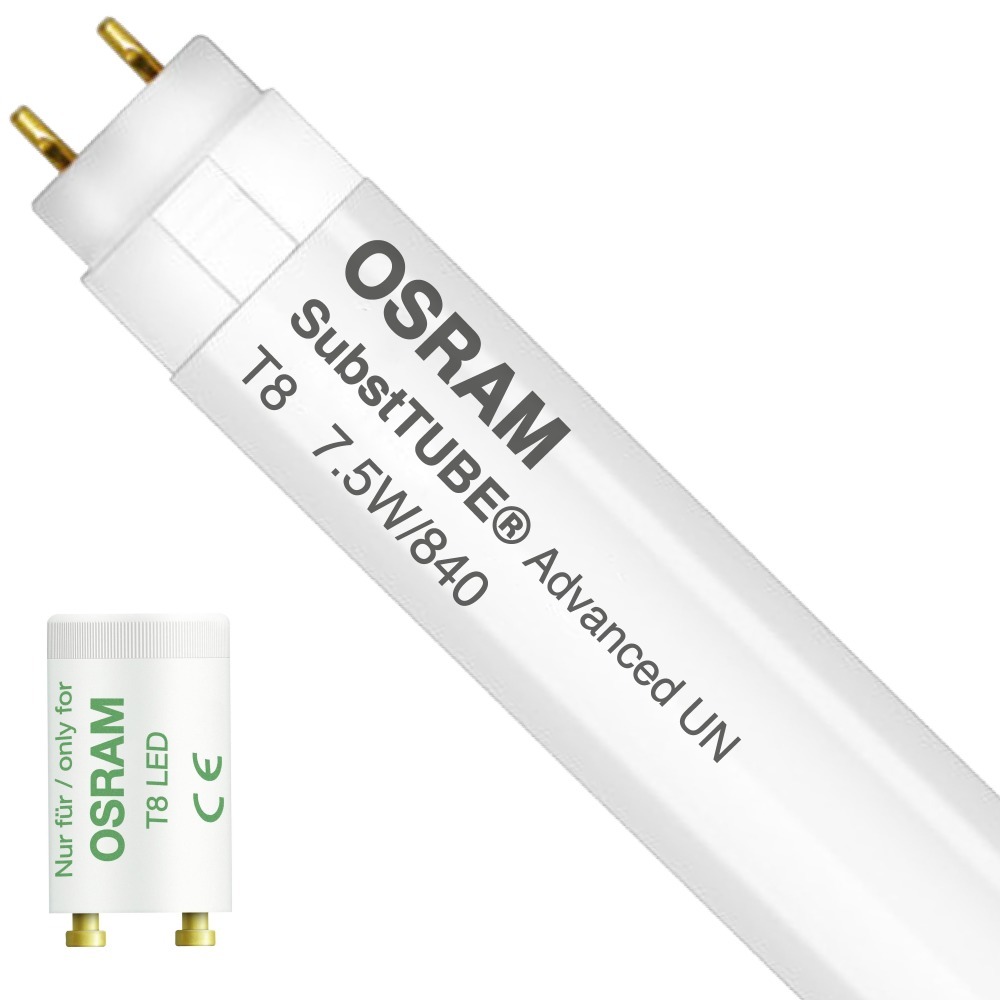 Osram SubstiTUBE Advanced UN 7.5W 840 60cm | Koel Wit - Incl. LED Starter - Vervangt 18W