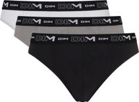 DIM Set van 3 slips COTON STRETCH voor mannen - Zwart/Grijs/Wit