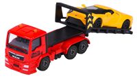 Jouet - Camion de dépannage avec remorque - 1:64 - Jaune - 2 pièces