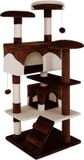 Markenlos Wan GmbH Krabpaal met 2 pluche ballen - 3 platforms - hoogte 130 cm - sisal en zacht pluche - bruin-beige