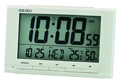 Seiko Clock wekker digitaal wit LCD QHL090W
