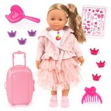 Bayer Design 94637AN Charlene Interactieve pop met pratend haar, functionele pop, zacht lichaam, ogen, slapen, accessoires, 46 cm