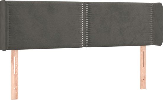 vidaXL Hoofdbord met randen 147x16x78/88 cm fluweel donkergrijs
