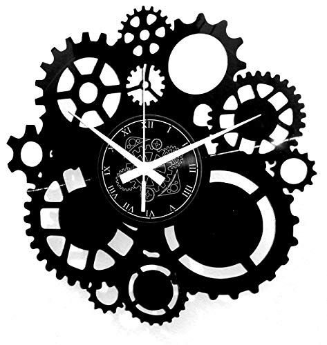 Instant Karma Clocks Wandklok van vinyl platenklok met Gothic Steampunk tandwiel motief