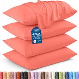 Utopia Bedding Kingsize kussenslopen - 4 stuks - envelopsluiting - zachte geborstelde microvezelstof - krimp- en vervagingsbestendige kussenslopen King Size 50 x 105 cm (koraal)