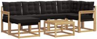 vidaXL Hoek loungeset 7-delig Wit en zwart Acacia hout Inclusief tafel