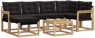 vidaXL Hoek loungeset 7-delig Blanc et noir Acacia bois Inclus table