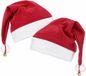 Feeric lights & Christmas Bonnet de Noël en peluche - 2x - Rouge/Blanc - Avec clochette - Pompon - 40 x 30 cm - Adultes