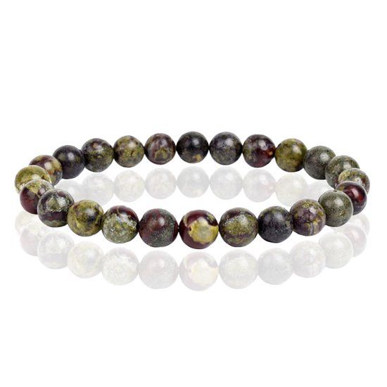 Memphis Lookinggoodtoday Natuursteen Armband met 8mm Kralen Memphis - Dragon Bloodstone