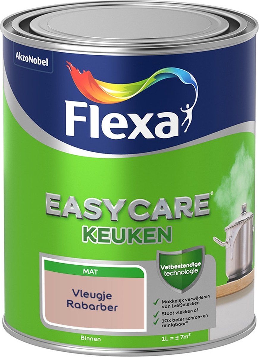 FLEXA Easycare Muurverf - Keuken - Mat - Vleugje Rabarber - 1 liter