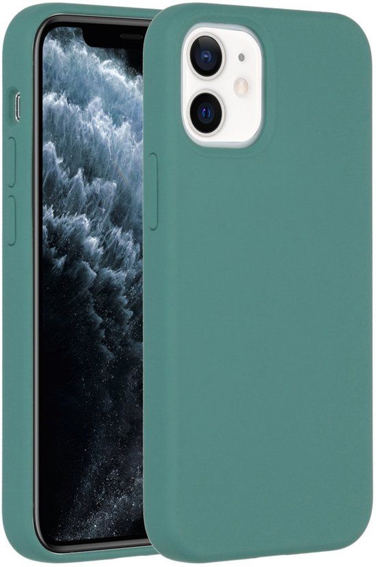 Accezz Liquid Silicone Backcover voor de Apple iPhone 12 Mini - Donkergroen