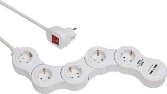 Brennenstuhl Vario Power stekkerdoos - 5-voudig - 1.4 m kabel - wit