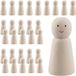 Non-branded 30 Pieces Wooden Peg Dolls for Creative Projects, 60mm Blank Figures with Facial Expressions, Ideal for Crafting and Decoration