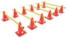 Merkloos Icecat Coördinatieset steekhordenset - 18-delig - 12 rode kegels - 6 gele staven 100 cm