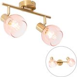 QAZQA vidro - Art Deco Plafondspot | Spotje | Opbouwspot - 2 lichts - L 41.1 cm - Roze - Woonkamer | Slaapkamer | Keuken