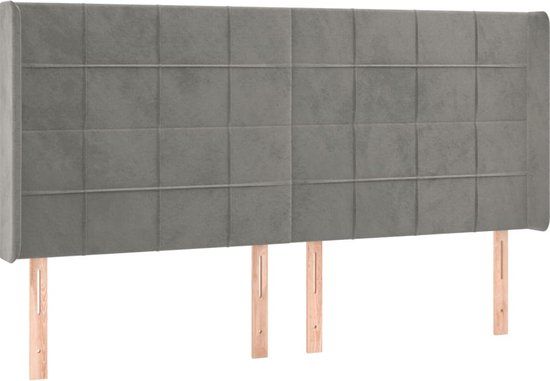 vidaXL Hoofdbord met randen 183x16x118/128 cm fluweel lichtgrijs