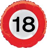 Folat - 18 Jaar Folie/Helium Ballon Verkeersbord - 46 cm