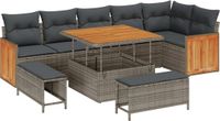 vidaXL Tuinbank Set 11 stuks 9 zitplaatsen Grijs