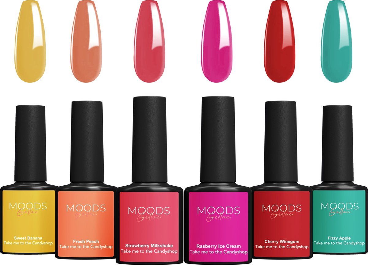 Moods Gellac 6-delige Set - Gel Nagellak - 15ML - Take me to the Candyshop Edition - Gellac - Nagels - Gellak Starterspakket - Zomerse Kleuren