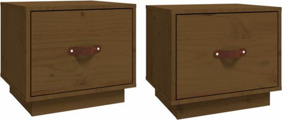 vidaXL Nachtkastjes - 2 stuks - 40x34x55 cm - Massief Grenenhout - Honingbruin