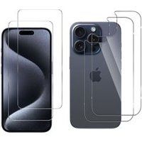 Phonillico® Scherm en achterkant van gehard glas voor iPhone 15 PRO [Pack 2]