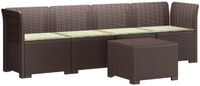vidaXL 4-Zits Tuin Sofa met Kussens Rieten Look PP Bruin