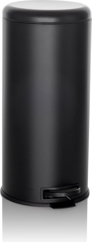 hjh OFFICE CLEAN STEP Prullenbak - 30 liter - Zwart - Rond - Pedaalemmer