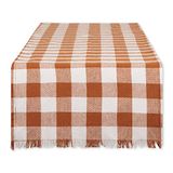 DII Zwaargewicht Geruit met Franjes Collectie Tafellinnen, Tafelloper, 35,5 x 183 cm, Kaneel