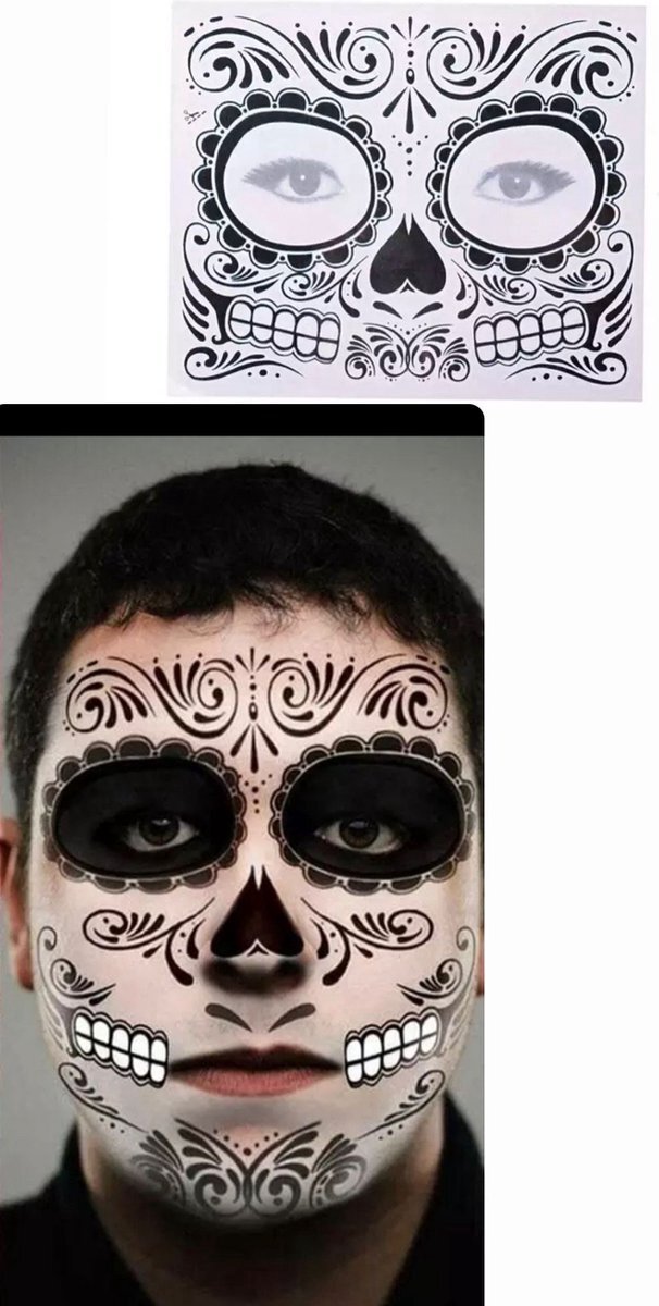 Akyol gezichtsmasker - tattoo - tattoe - masker - Halloween - tattoo gezicht - gezichts tattoo - kerst - carnaval - tattoo voor je gezicht - Halloween masker - schrikken - verkleden - verkleed accessoires - trick or treat